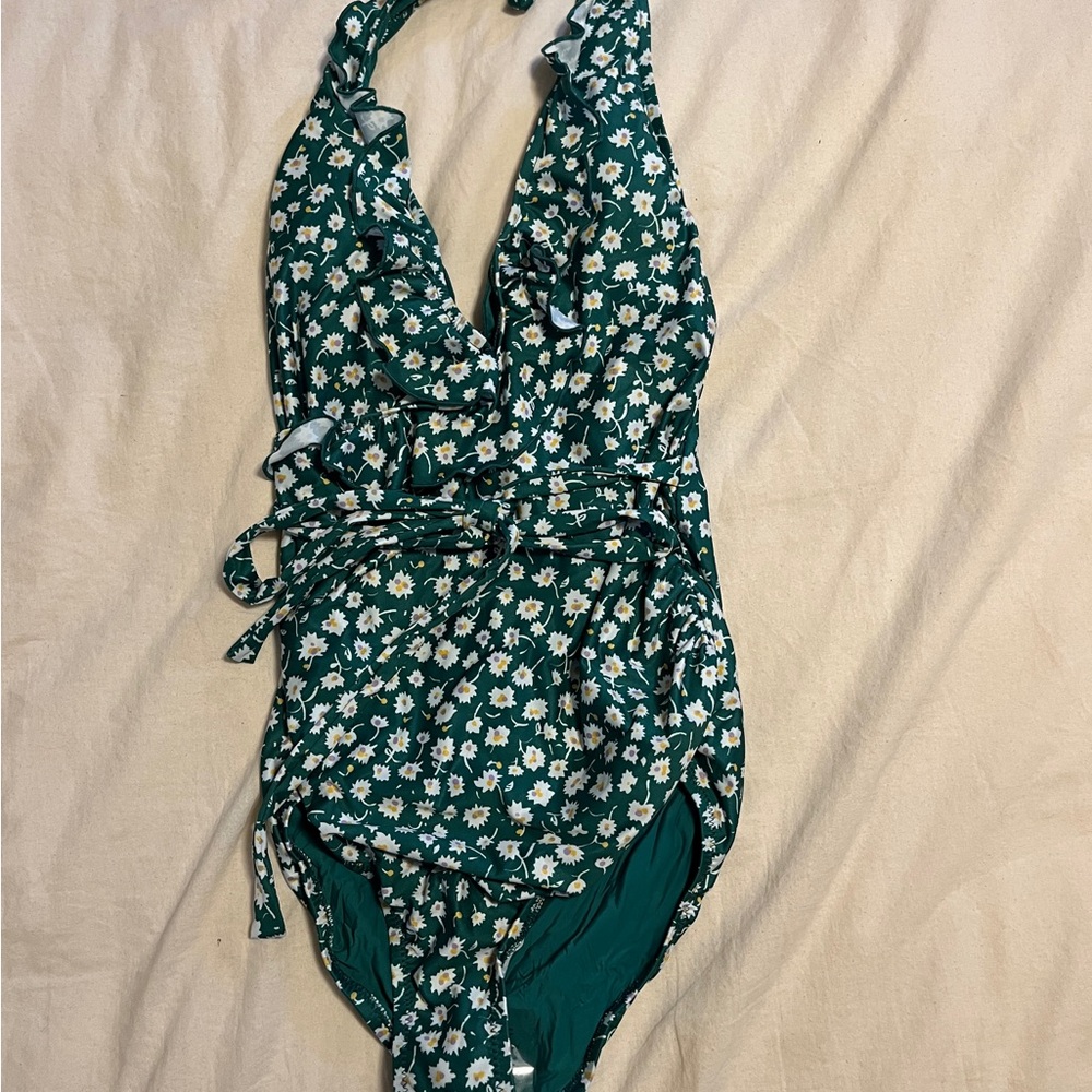 ModCloth Floral Halter Swimsuit